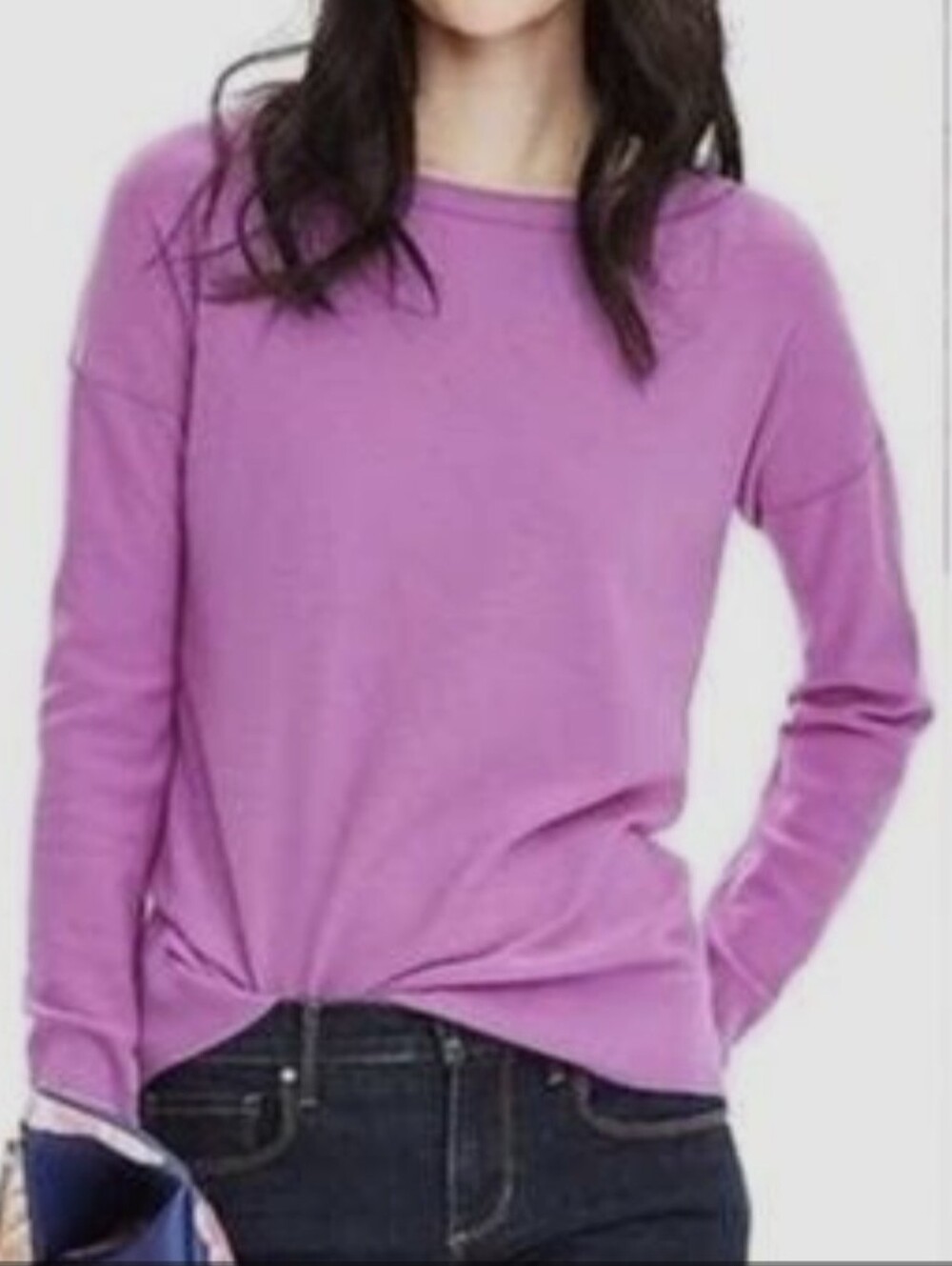 Banana Republic Neon Violet Merino Side Tie Crew Neck Sweater